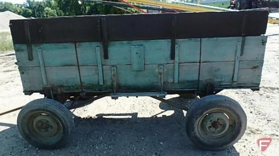 Wooden double box with extension on Iverson rubber tired wagon