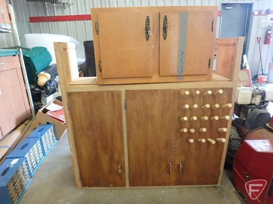 2door wood cabinet 30inW and 3door wood hutch 46inH, Both