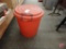 Plastic outdoor patio chairs, plastic garbage can with lid