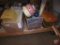 Picnic basket, storage containers, water thermoses, campfire forks
