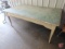 Vintage painted wood table with green top 28inHx68inWx37inD
