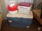 The Tough One chest cooler, Coleman Personal 8 cooler and Coleman water jug. All 3 pieces
