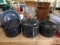 (3) enamel canners/pots, enamel roaster, canning jars, with glass lids