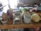 Antique German spring water stoneware/ceramic jugs, Selzbr Wasser, assorted crocks, pie plate,