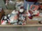 Holiday/Christmas items, plush toys, ornaments, gift bags, decorations. All 4 boxes