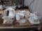 Glassware/pottery pieces, tea pot, pitchers, trinket boxes, decorative items, and