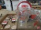 Schmidt beer items, tap tops, pitchers, tray, glass, stainless steel taps, Eye Bolt display,
