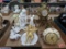 Cherub figurines, table top mirror and electric clock, metal clock, glass needs to be replaced,