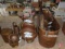 Copper pieces,copper boileer, some with decorative porcelain handles,