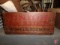 Union Leader tobacco wood box with wood shelf with coat hooks, wall pegs, decorative items
