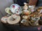 Decorative bowls, pitchers, plates, cups, wall pockets, covered dish. Both boxes