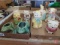 Porcelain/ceramic items, cat and cow creamers, frog planters, pig banks with bottoms cracked,