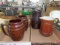 (4) brown ceramic pitchers