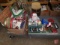 Christmas decorations; pillows, frames, Santas, blankets, decorative sled, toilet