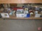 Six boxes of Corning ware, metal trays, bowls, glass ware, vintage kitchen tools
