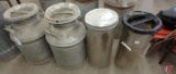 Milk cans (2), milk pails (2)