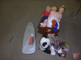 Childrens toys; ironing board and iron, Beanie Babies, Cabbage Patch Kid, dolls,