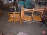 Wood folding chairs (6) two are childrens