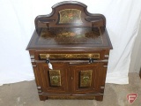 Antique Victorian Dutch look, ornate bedroom set; art deco floral scene and colors. 3 piece with
