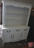Painted wood cabinet/craft storage with hutch 54 x 19 x 75