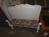 White painted bench with upholstered seat 41 x 14 x 36w