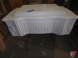 White USA re-purposed sewing machine cabinet 33 x 18 x 31