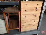 Unfinished wood dresser/storage cabinet, 5 drawers, 42inHx26inWx15inD, and
