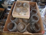 Canning jars, 4 boxes and plastic basket