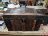 Vintage wood trunk, missing one handle, 34inW