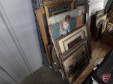 Assortment of prints and frames, some vintage