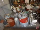 Metal watering cans, buckets, and baskets