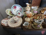 Decorative bowls, pitchers, plates, cups, wall pockets, covered dish. Both boxes