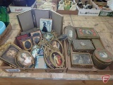 Vintage metal picture frames and trinket boxes