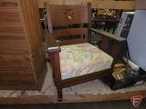 Vintage rocking chair with material covered seat pad