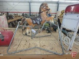 Childs buggy, metal chair and jumping horse