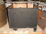 Wood box, cot, and other wood items, metal trays, metal and wood chairs