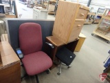 Office chair with casters, stool with wheels, storage cabinet 18 x 19 x 31, shelf