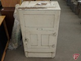Vintage wood cooler, top and front access storage compartments
