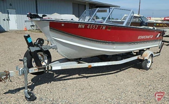 1988 Starcraft 16 ft. aluminum fishing boat with 1988 Spartan 16 ft. trailer, VIN #1pbxr12m7j1000877