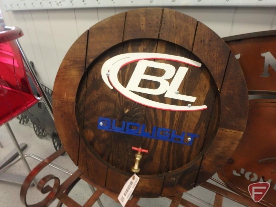 Bud Light barrel-end sign