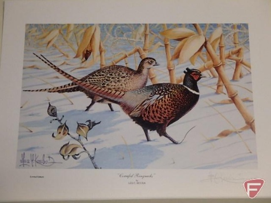 (3) Unframed prints by Les Kouba, Limited Editions, Frightened Whitetail, Wood Duck Pond, and