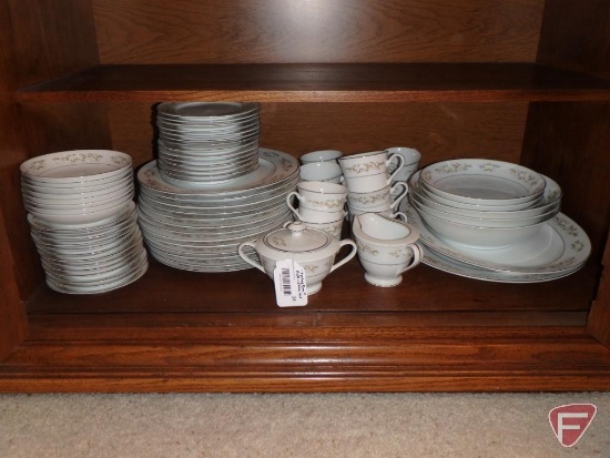 International Silver Co fine china, 326 Springtime, plates, cups/saucers, bowls, platters.