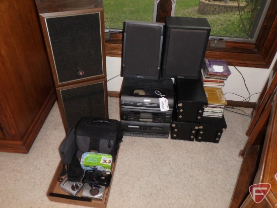 Sony CFD-646 compact stereo system, CD/dual cassette/radio, (2) Emerson speakers,
