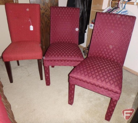 (3) upholstered high back chairs, 2 are matching. All 3 pieces