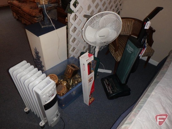 Hoover Legacy vacuum, Windmere fan on pedestal, Holmes radiator heater, Model HOH-2400,
