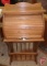 Wood Roll top storage/magazine rack cabinet, 34inHx18inW and wood display cabinet with