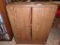 Wood Media storage cabinet, 30inHx23inW, and assortment of DVD movies, most are new