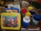 Plastic lunch boxes and lunchbox thermoses. The Chipmunks, MicroMachines,