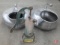 Iron handle pump and (2) The Surge Milker stainless milk buckets