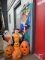 Plastic electric light up decorations, Dracula is 36inH, scarecrow banner 72inL, and